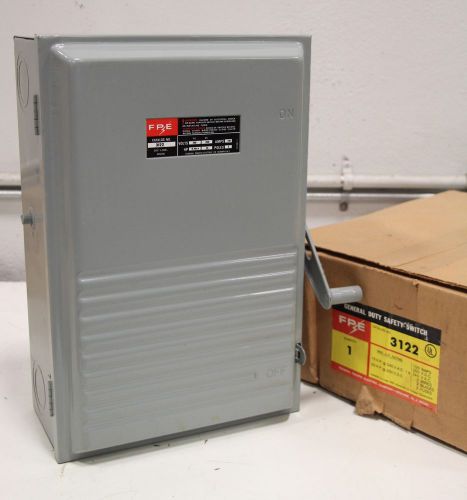NEW Federal Pacific 3122 Fusible Enclosed Switch 100A 240V 2 Pole +Free Shipping