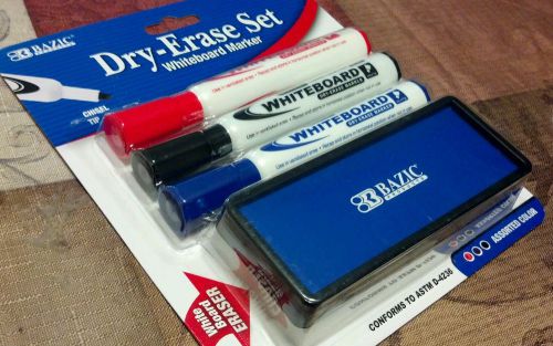 White Board Markers Dry Erase Chisel Tip red black blue jumbo size plus  Eraser
