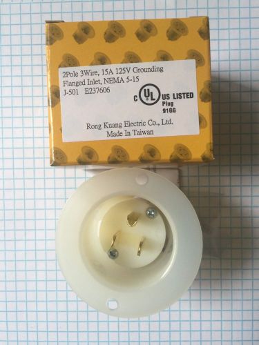 9 units NEMA 5-15 FLANGED INLET, 2 POLE, 3 WIRE, 2015A, 125V GROUNDING INLET