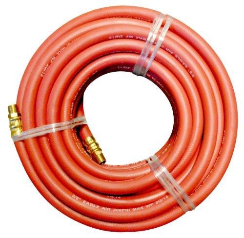 Eagle shop air sbr hose assembly, red, 1/4&#034; male npt, 300 psi max pressure, 3/8&#034; for sale