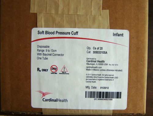 Cardinal Health 30503310SA Soft Blood Pressure Cuff, Infant, Box of 20