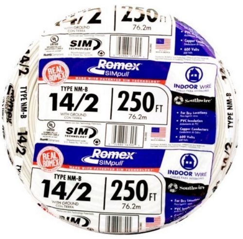 Southwire romex simpull 250-ft 14-2 non-metallic wire (by-the-roll) nm-b copper for sale