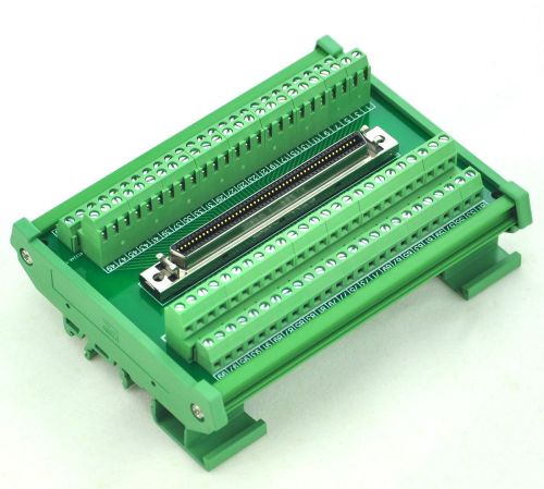 DIN Rail Mount 100-pin 0.05&#034; Mini D Ribbon/MDR Female Interface Module, SCSI.