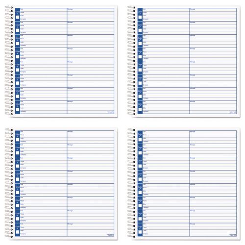 TOPS Spiral Voice Message Log Book 2-Sided 8.5x8.25&#034; 800-Message Book 4 Packs