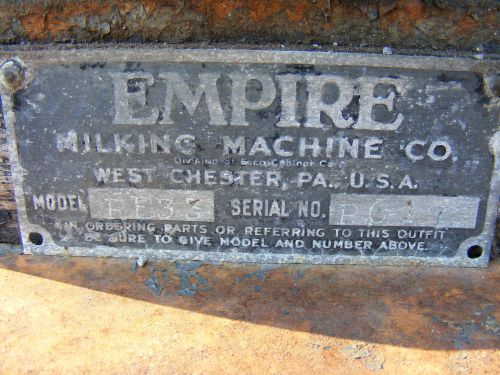 Empire antique MILKING MACHINE CO. made in WEST CHESTER, PA  U.S.A.
