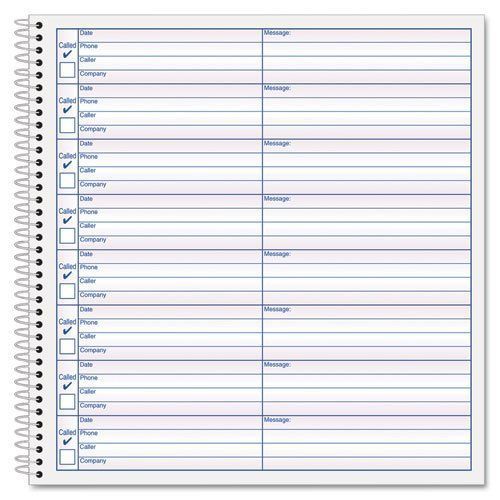TOPS Spiral Voice Message Log Book, 2-Sided, 1-Part, 8.5 x 8.25 Inches, 8 per