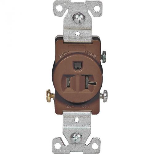 Straight Blade Single Receptacle, 125 V, 20 A, 2 Pole, 3 Wire, Brown 1877B-BOX