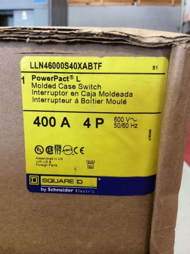 Square d powerpact l molded case switch lln46000s40xabtf 400 amp 600 volt 4 pole for sale