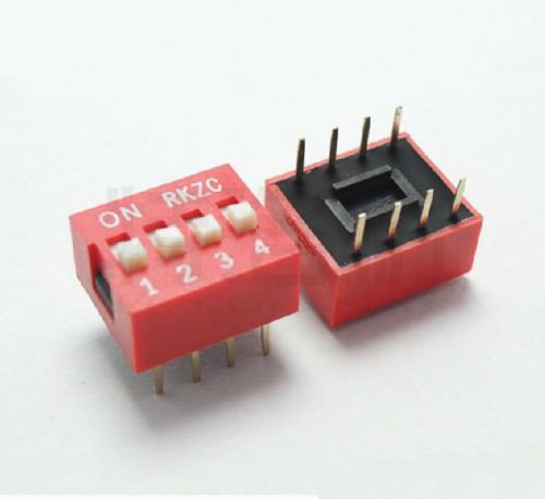 50PCS Red 2.54mm Pitch 4-Bit 4 Positions Ways Slide Type DIP Switch NEW Y2