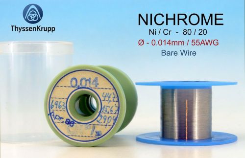 1gr  800m  2600ft NICHROME Nikrothal 55AWG 0.014mm 6963 ?/m 2122 ?/ft WIRE 0,014