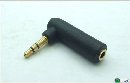 50PCS Gilded 1/8 “ 3.5mm male to 3.5mm Female Stereo audio plug Right Angle plug