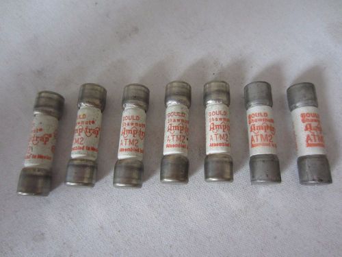 Lot of 7 Gould Shawmut ATM2 Fuses 2A 2 Amps Tested