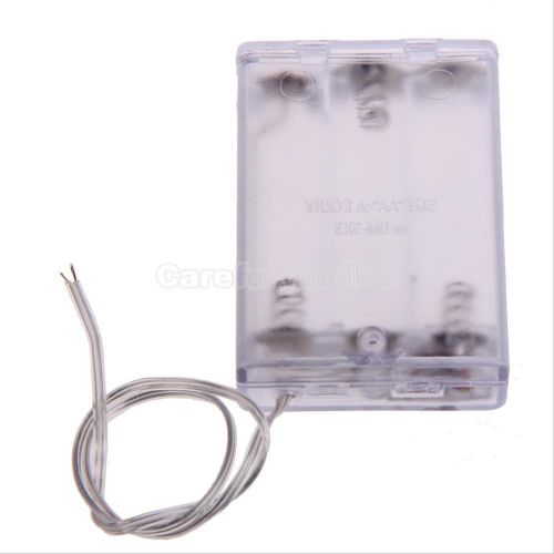 1Pcs 3xAA 4.5V Battery Holder Box Case w/ On-Off Switch/Wire/Cover Transparent