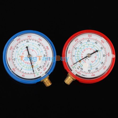2pcs air conditioner r410a r134a r22 refrigerant low&amp;high pressure gauge psi kpa for sale