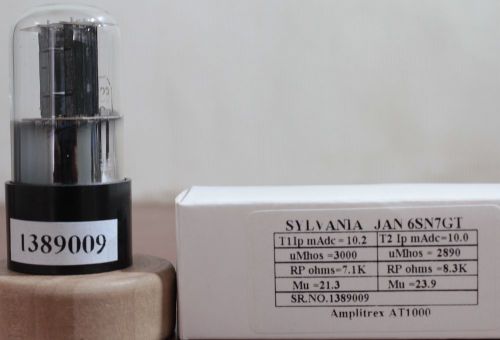 6SN7GT Sylvania made in USA Audio Tube  Amplitex AT1000 #1389009