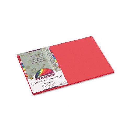 Pacon Corporation Peacock Sulphite Construction Paper, Rigid, 12 x 18 Red