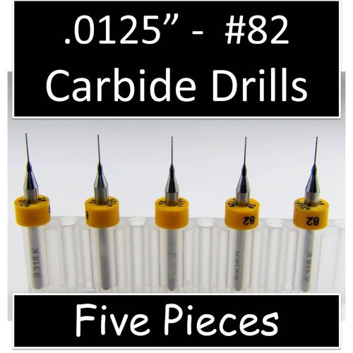 .0125&#034; 0.305mm #82 - Five Carbide Drill Bits - Models Hobby PCB CNC Dremel R/S