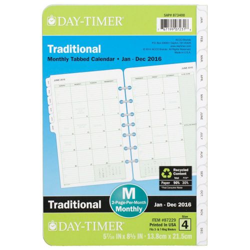 767199072316  Day-Timer Traditional Two Page Per Month Refill 2016,  (87229)