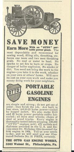 1911 Otto Gas Engine Works Philadelphia,Pa. Otto Portable Gasoline Engines  ad