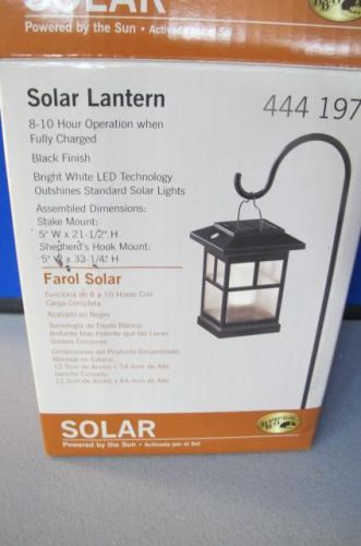 Hampton bay led bright outdoor solar lantern light black stake or hook hanging for sale