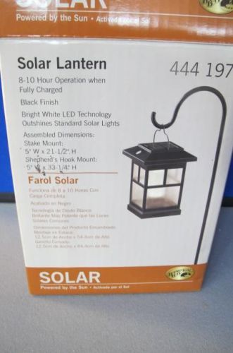 HAMPTON BAY LED BRIGHT OUTDOOR SOLAR LANTERN LIGHT BLACK STAKE OR HOOK HANGING