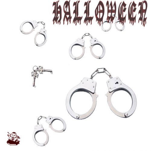 SALE Fun Halloween Handcuff double Ring Police Hand Cuff with Key Accessory