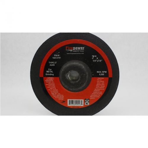 Type 27 Depressed Center Grinding Wheel w/Out Hub, 7&#034; X 1/4&#034; X 7/8&#034; Firepower