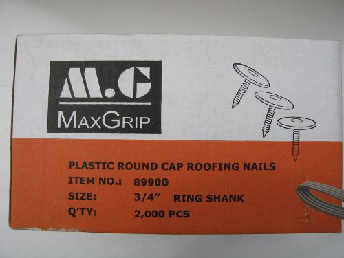 M.G MaxGrip Plastic Round Cap Roofing Nails 3/4&#034; Ring Shank Quantity 2000