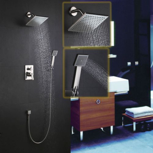 Modern Brushed Nickel Wall Mounted Shower System with Handshower Free Shipping