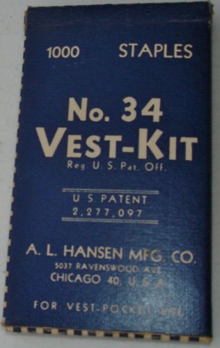 Vintage a l hansen co chicago ill no 34 vest kit blue box w staples office for sale