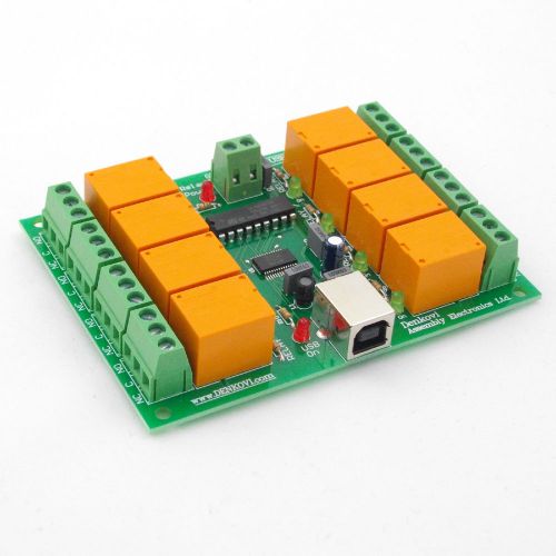 USB Eight Channel Relay Board (JQC-3FC/T73) for Automation - 12 V