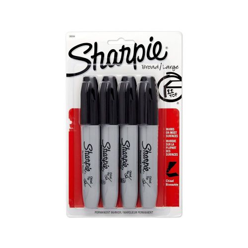 Sharpie Broad Large Permanent Markers, Chisel Tip 38264 4 Pack
