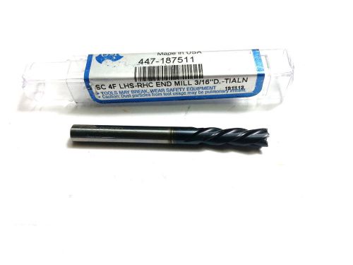 3/16&#034; osg carbide tialn 4 flute lhs/rhc end mill  (o 759) for sale