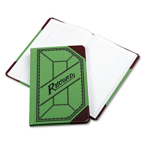 Miniature Account Book, Green/Red Canvas Cover, 208 Pages, 9 1/2 x 6