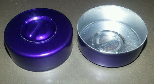 20mm aluminum center tear serum vial seals - purple - 50 pack for sale