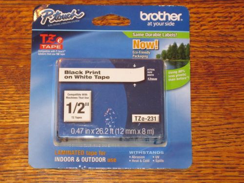 Brother p-touch tape cassette tze-231 laminated labels black print on white tape for sale