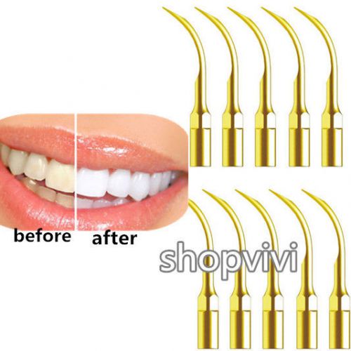 10* Dental Ultrasonic Piezo Scaler Scaling Golden Tips G6TS Fit EMS WOODPECKER