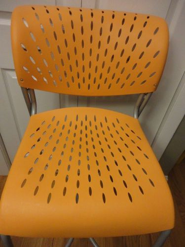 2 Bistro PlasticTangerine Perforeted Chairs Modern Style  IZZY DESIGN Set of 2