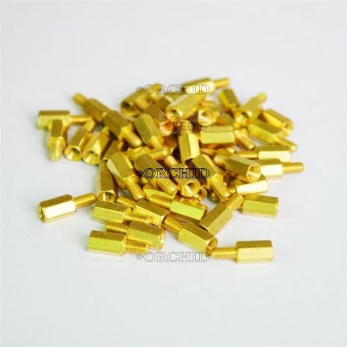 50pcs new brass hex stand-off pillars male to female 6mm + 10mm m3 good quality
