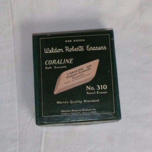 12 / 1 Dozen Antique / Vintage Weldon Roberts PINK ERASERS CORALINE Soft Smooth