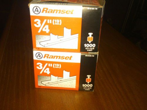 2 BOXES RAMSET 3/4&#034; (19MM) 1506B LOW VELOCITY POWDER FASTNERS (1000 PER BOX)