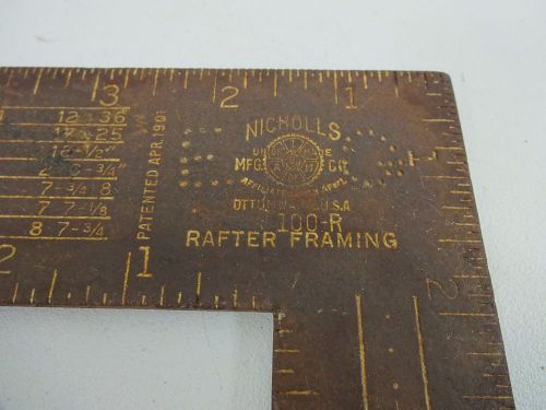 Vintage - Nicholls MFG CO Speed T-Square - Rafter Framing 100R - 24&#034; x 16&#034;