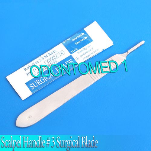 10 STERILE SURGICAL BLADES #10 #11 WITH FREE SCALPEL KNIFE HANDLE #3
