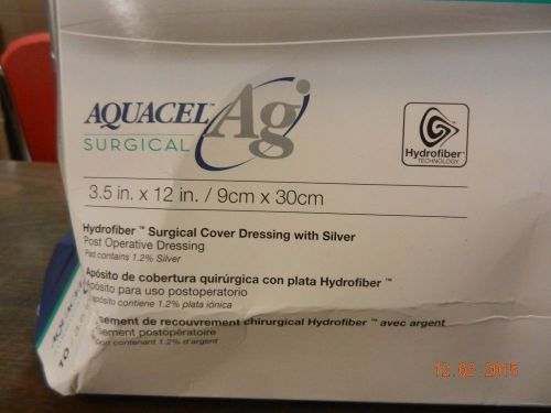 Convatec#420670 AquacelAG Silver Surg Dressing 3.5&#034;x12&#034;Dented Box Sale!-10 pcs.