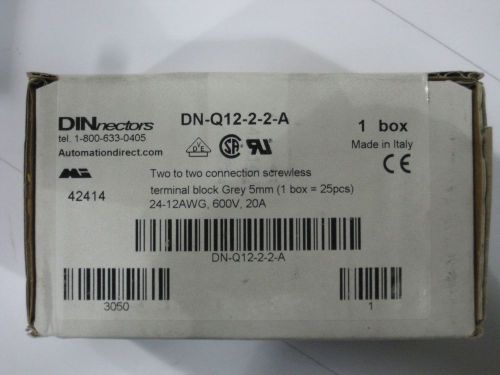 NEW DN-Q12-2-2-A automation direct terminal block screwless sealed box of 25 new