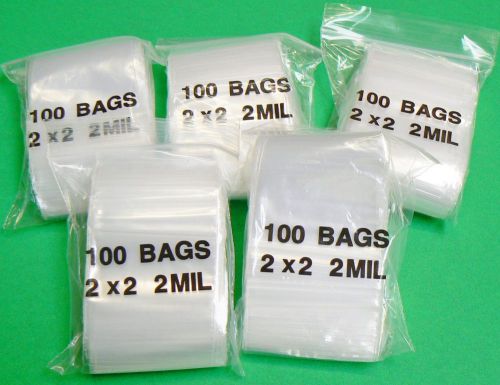 500 ziplock clear plastic bags 2&#034;x 2&#034; zip lock 2mil reclosable plastic bags for sale
