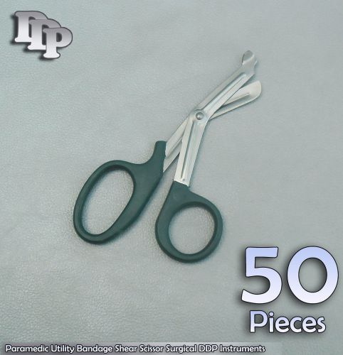 50 Paramedic Utility Bandage Shear Scissor 5.5&#034; Dark Green Handle Surgical Instr