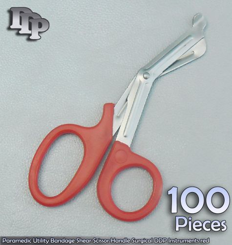 100Pcs Paramedic Utility Bandage Shear Scissor7.25&#034;Red Handle Surgical DDP Instr