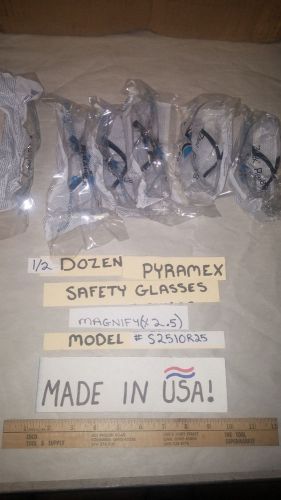 Lot 1/2 Dozen (6) PYRAMEX -ZTEK READER SAFETY GLASSES, MODEL #S2510R25 ( X 2.5 )