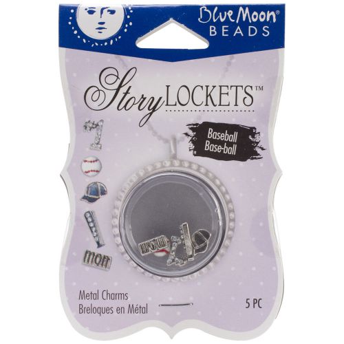 Blue Moon Story Lockets Metal Charm Assortment 5/Pkg-Baseball 611356143657